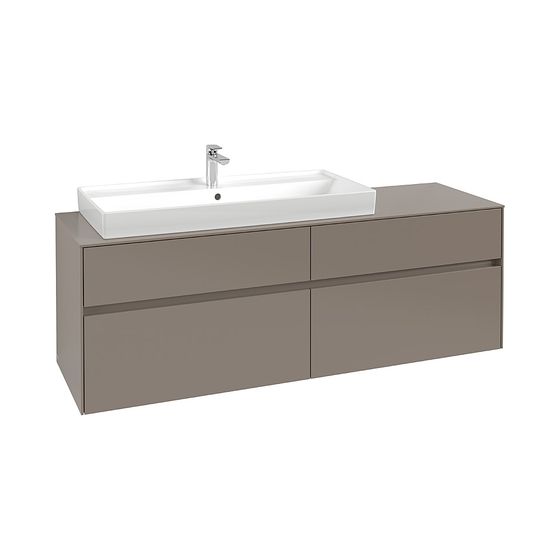 Villeroy & Boch Waschtischunterschrank Collaro C029B0 1600x548x500mm mit Beleuchtung, 4 Auszüge, Waschbecken links, Soft Grey