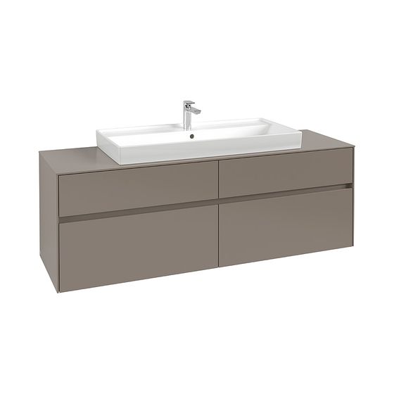 Villeroy & Boch Waschtischunterschrank Collaro C031B0 1600x548x500mm mit Beleuchtung, 4 Auszüge, Waschtisch mittig, Soft Grey