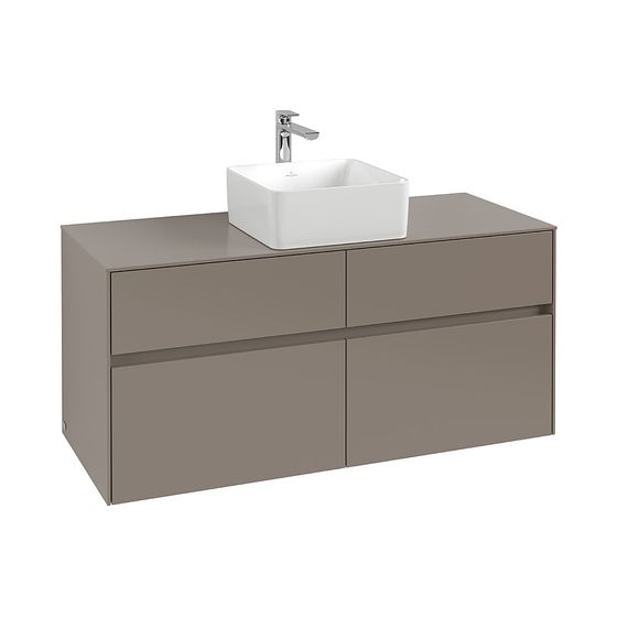 Villeroy & Boch Waschtischunterschrank Collaro C041B0 1200x548x500mm mit Beleuchtung, 4 Auszüge, Waschtisch mittig, Soft Grey