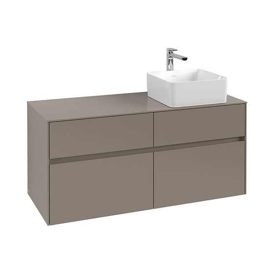 Villeroy & Boch Waschtischunterschrank Collaro C043B0 1200x548x500mm m. Beleucht. 4 Auszüge Waschbecken rechts, Truffle Grey