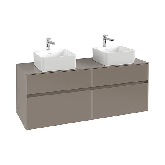 Villeroy & Boch Waschtischunterschrank Collaro C048 1400x548x500mm 4 Auszüge, für 2 Waschbecken Glossy Grey