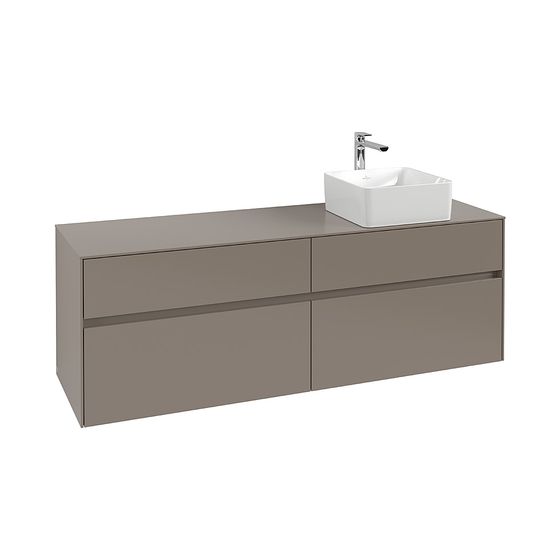 Villeroy & Boch Waschtischunterschrank Collaro C051B0 1600x548x500mm mit Beleuchtung 4 Auszüge, Waschbecken rechts, Stone Oak