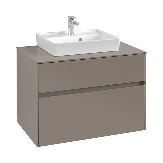 Villeroy & Boch Waschtischunterschrank Collaro C069B0 800x548x500mm mit Beleuchtung, 2 Auszüge, Waschtisch mittig, Soft Grey