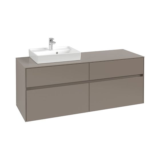 Villeroy & Boch Waschtischunterschrank Collaro C074B0 1400x548x500mm mit Beleuchtung, 4 Auszüge, Waschbecken links, Stone Oak