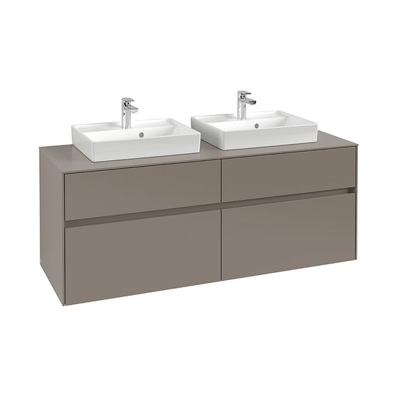 Villeroy & Boch Waschtischunterschrank Collaro 1400x548x500mm 4 Auszüge, für 2 Waschbecken Truffle Grey