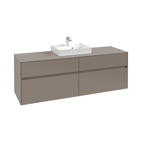 Villeroy & Boch Waschtischunterschrank Collaro 1600x548x500mm 4 Auszüge, Waschbecken mittig, Glossy Grey