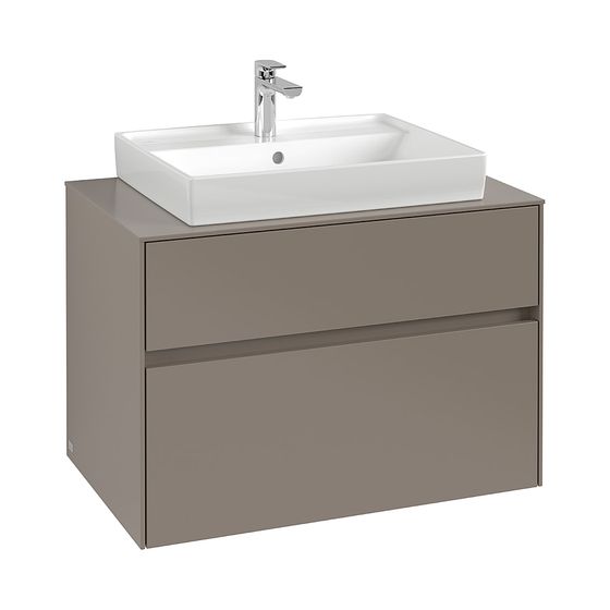 Villeroy & Boch Waschtischunterschrank Collaro C080B0 800x548x500mm mit Beleuchtung 2 Auszüge, Waschtisch mittig, Glossy Grey