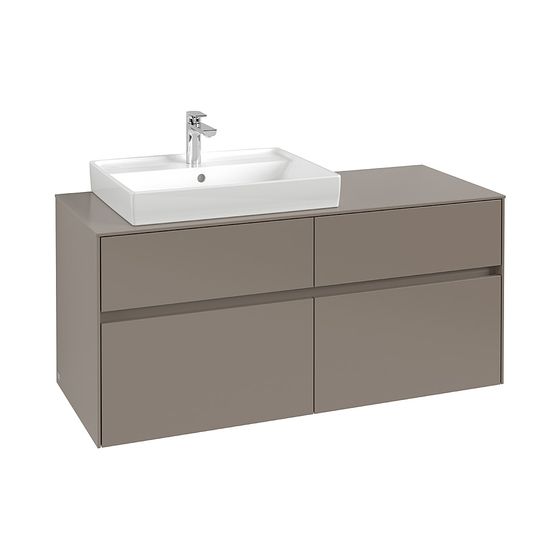 Villeroy & Boch Waschtischunterschrank Collaro B0 1200x548x500mm mit Beleuchtung, 2 Auszüge, Waschbecken links, Soft Grey