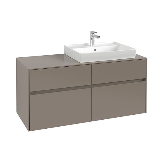 Villeroy & Boch Waschtischunterschrank Collaro 1200x548x500mm 2 Auszüge, Waschbecken rechts, Truffle Grey