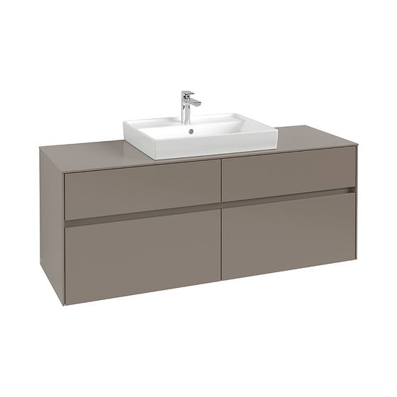 Villeroy & Boch Waschtischunterschrank Collaro C084B0 1400x548x500mm mit Beleuchtung, 2 Auszüge, Waschtisch mittig, Stone Oak