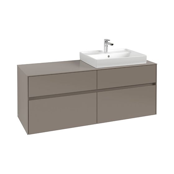 Villeroy & Boch Waschtischunterschrank Collaro C08600 1400x548x500mm 2 Auszüge, Waschbecken rechts, Truffle Grey