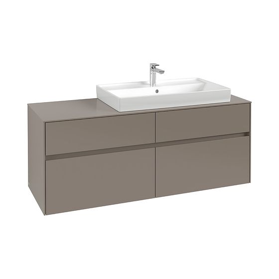 Villeroy & Boch Waschtischunterschrank Collaro C090B0 1400x548x500mm mit Beleuchtung 2 Auszüge, Waschbecken rechts, Stone Oak