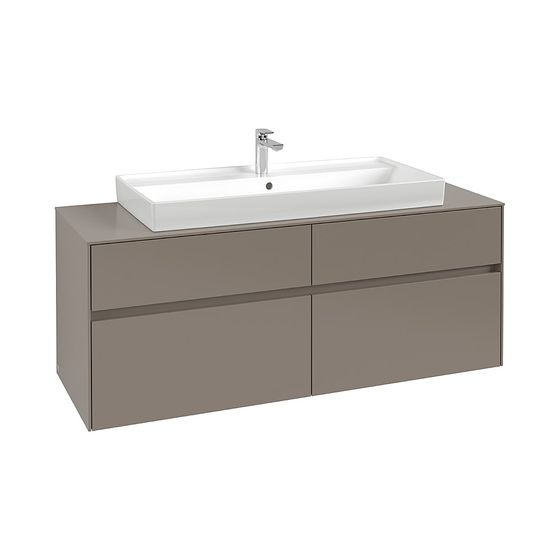 Villeroy & Boch Waschtischunterschrank Collaro C092B0 1400x548x500mm mit Beleuchtung, 2 Auszüge, Waschtisch mittig, Soft Grey