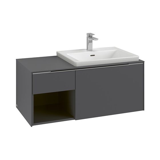 Villeroy & Boch Waschtischunterschrank Subway 3.0 L1 1001x423x500mm m. Beleucht. 2 Auszüge Waschbecken rechts, Cashmere Grey