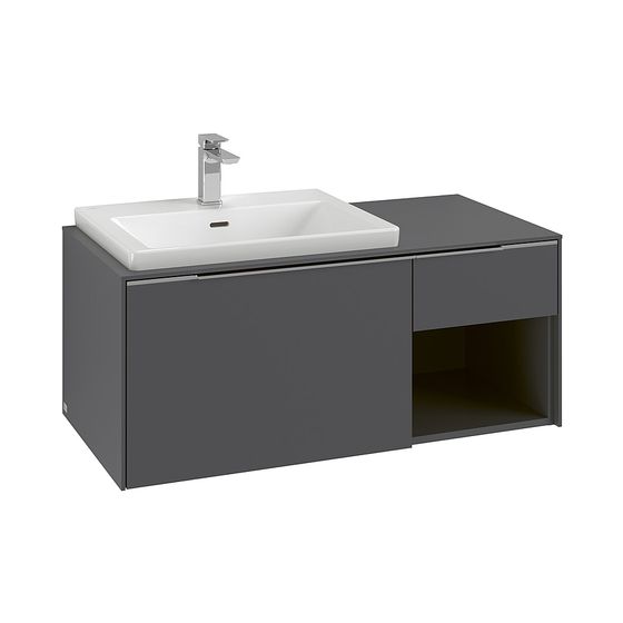 Villeroy & Boch Waschtischunterschrank Subway 3.0 L2 1001x423x500mm mit Beleuchtung 2 Auszüge Waschbecken links Cashmere Grey