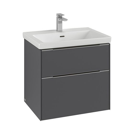 Villeroy & Boch Waschtischunterschrank Subway 3.0 02 622x576x462mm 2 Auszüge, Waschbecken mittig, Graphite