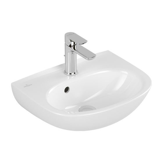 Villeroy & Boch Handwaschbecken O.novo 450x360mm Oval 1 Hahnloch mit Überlauf Weiß Alpin