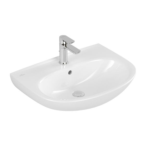 Villeroy & Boch Waschbecken O.novo 600x460mm Oval 1 Hahnloch mit Überlauf Weiß Alpin