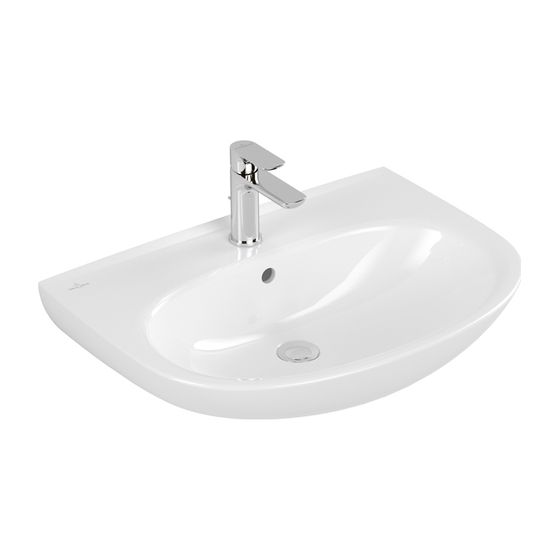 Villeroy & Boch Waschbecken O.novo 650x480mm Oval 1 Hahnloch mit Überlauf Weiß Alpin