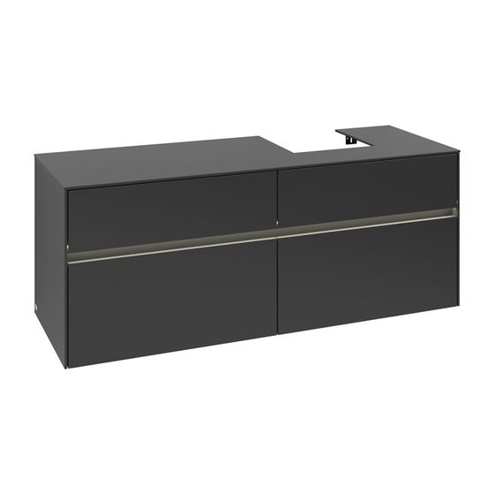 Villeroy & Boch Waschtischunterschrank Collaro C102B0 1400x548x500mm mit Beleuchtung Black Matt Lacquer