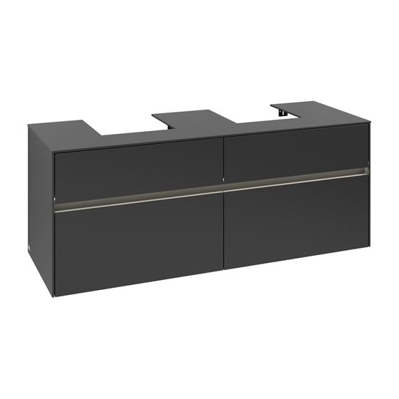 Villeroy & Boch Waschtischunterschrank Collaro C103B0 1400x548x500mm mit Beleuchtung Black Matt Lacquer