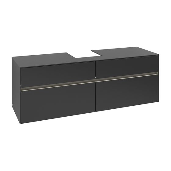 Villeroy & Boch Waschtischunterschrank Collaro C104B0 1600x548x500mm mit Beleuchtung Black Matt Lacquer