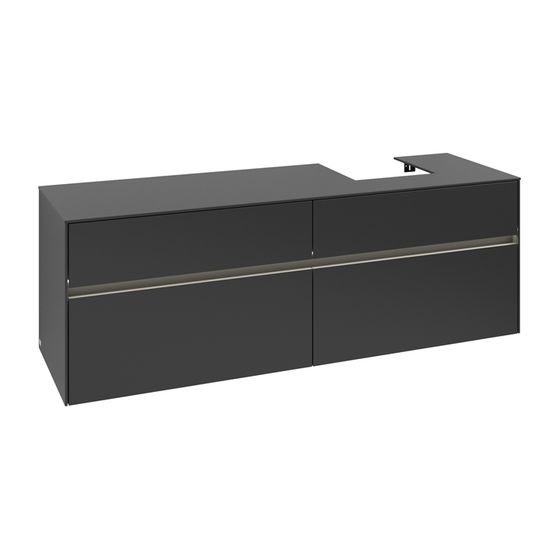 Villeroy & Boch Waschtischunterschrank Collaro C106B0 1600x548x500mm mit Beleuchtung Black Matt Lacquer