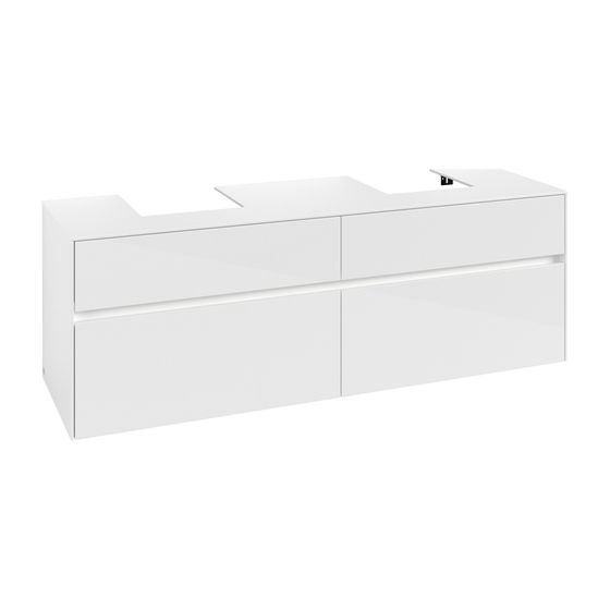 Villeroy & Boch Waschtischunterschrank Collaro C107B0 1600x548x500mm mit Beleuchtung Glossy White