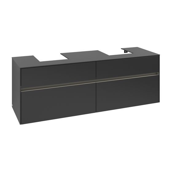 Villeroy & Boch Waschtischunterschrank Collaro C107B0 1600x548x500mm mit Beleuchtung Black Matt Lacquer