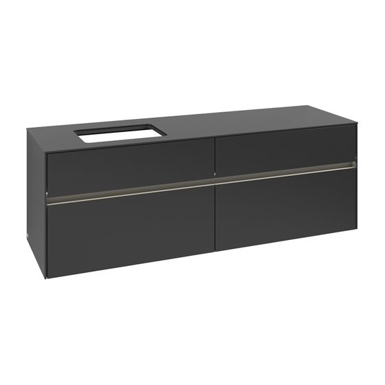 Villeroy & Boch Waschtischunterschrank Collaro C121B0 1600x548x500mm mit Beleuchtung Black Matt Lacquer