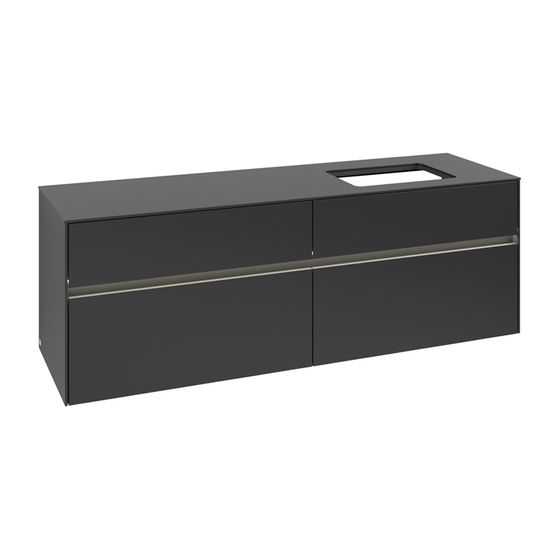 Villeroy & Boch Waschtischunterschrank Collaro C122B0 1600x548x500mm mit Beleuchtung Black Matt Lacquer