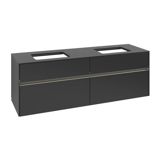 Villeroy & Boch Waschtischunterschrank Collaro C123B0 1600x548x500mm mit Beleuchtung Black Matt Lacquer