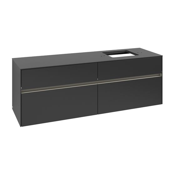 Villeroy & Boch Waschtischunterschrank Collaro C136B0 1600x548x500mm mit Beleuchtung Black Matt Lacquer