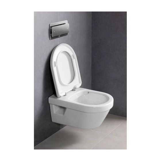 Villeroy & Boch Architectura WC-Sitz spülrandlos Direct-Flush C+ softclose CeramicPlus Weiß Alpin 370x530x330mm Oval wandhängend Abgang waagerecht