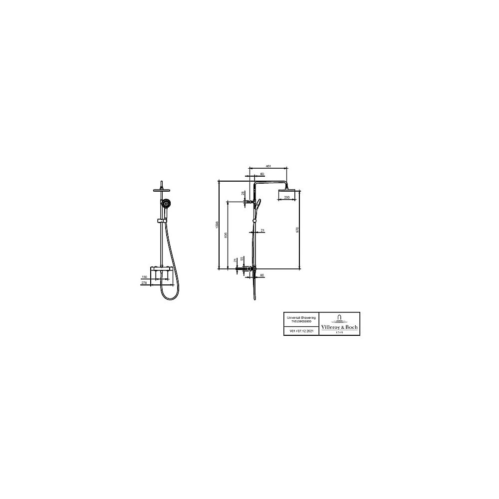 Villeroy & Boch Duschsystem mit drei Strahlarten Universal Showers 278x1096x57... VILLEROY-TVS10900200061 4065467209805 (Abb. 2)