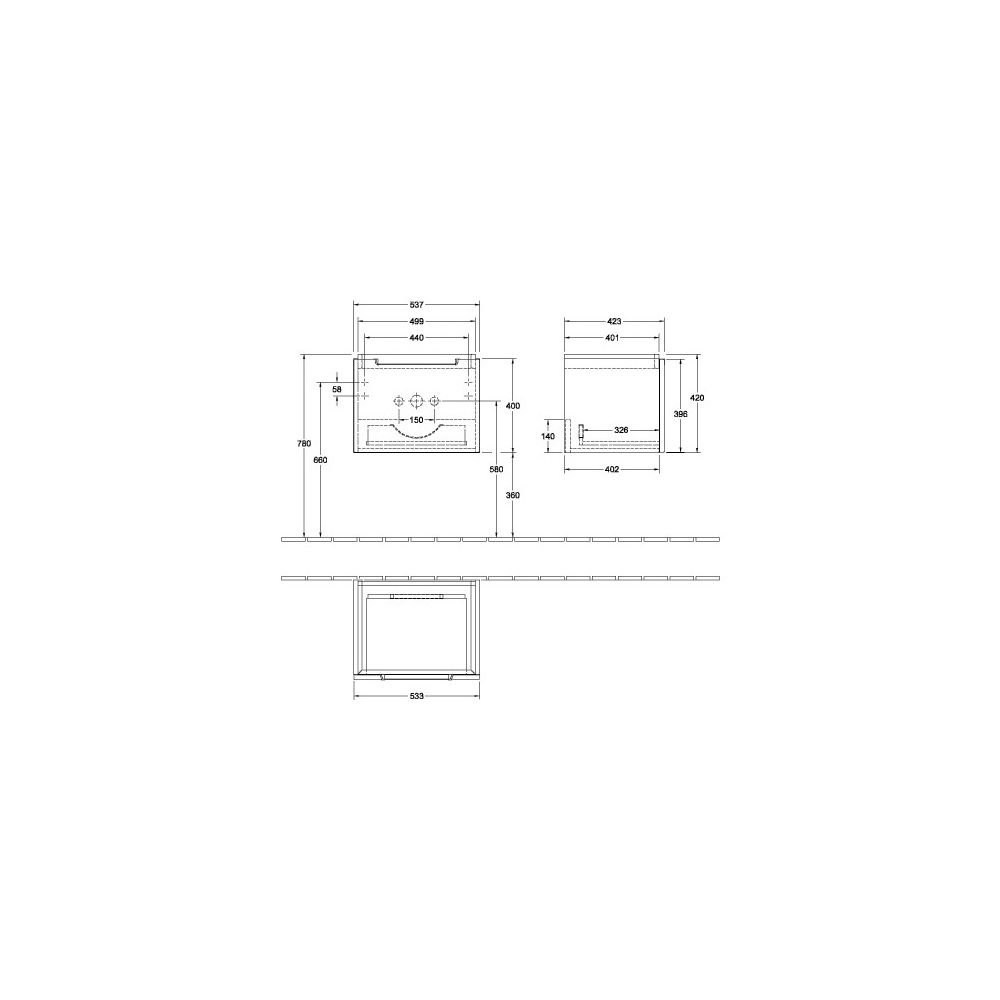 Villeroy & Boch Waschtischunterschrank Subway 2.0 00 537x420x423mm 1 Schublade, Wasc... VILLEROY-A68600FP 4047289978442 (Abb. 3)