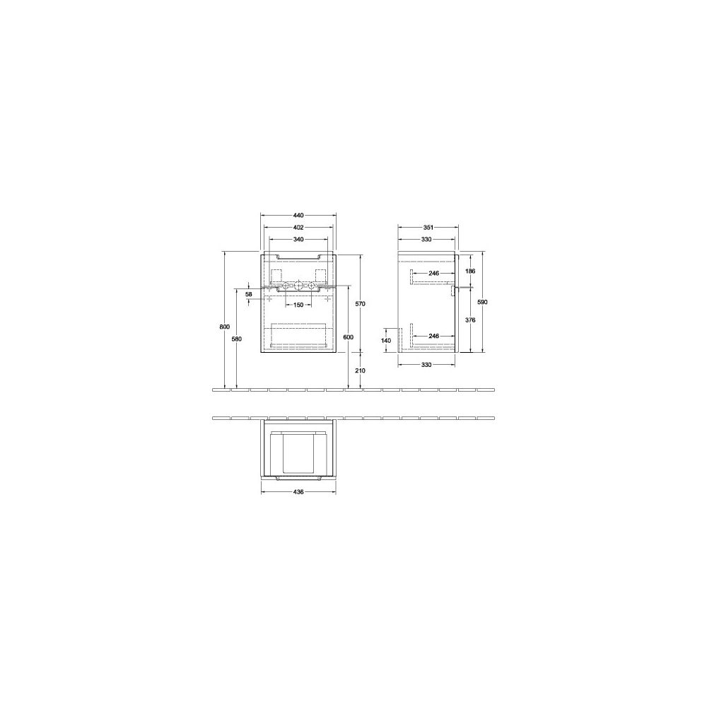 Villeroy & Boch Waschtischunterschrank Subway 2.0 10 440x590x351mm 2 Auszüge, Wascht... VILLEROY-A90610E8 4051202349851 (Abb. 3)