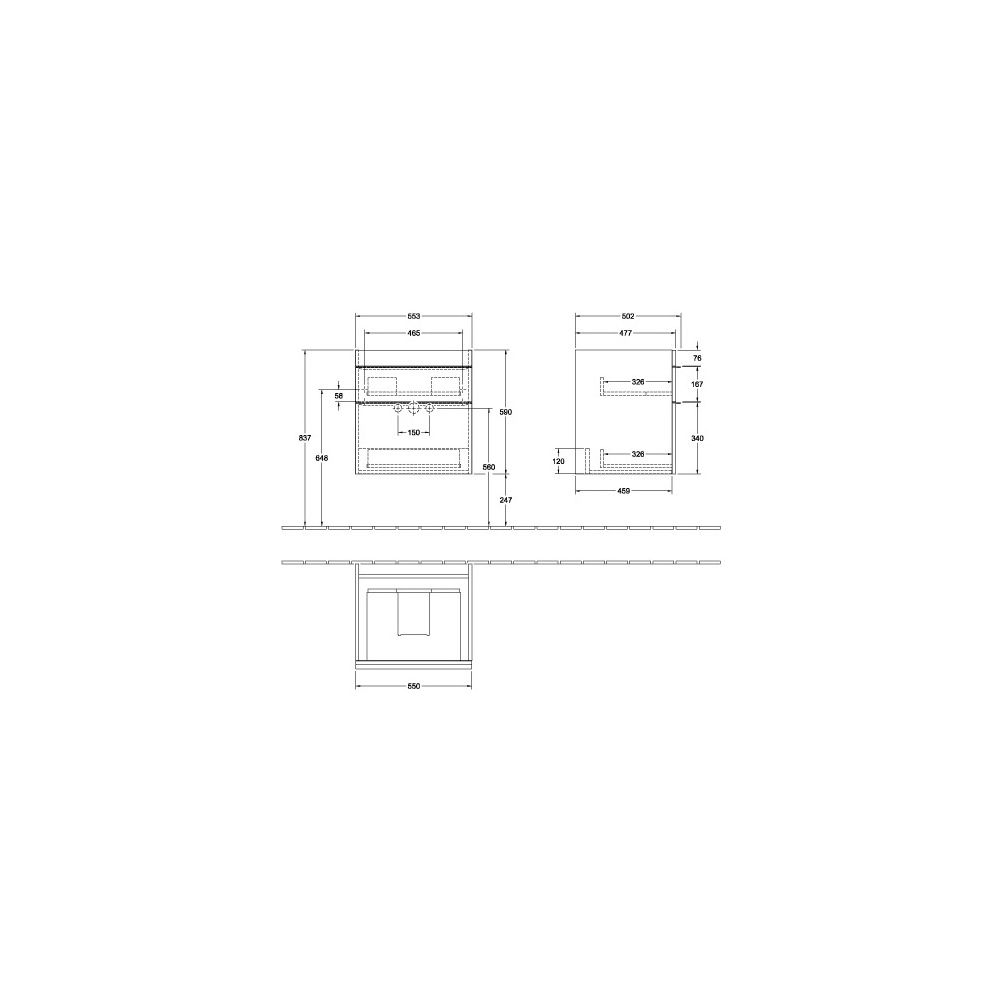 Villeroy & Boch Waschtischunterschrank Venticello 01 553x590x502mm 2 Auszüge, Wascht... VILLEROY-A92301VK 4051202965495 (Abb. 3)