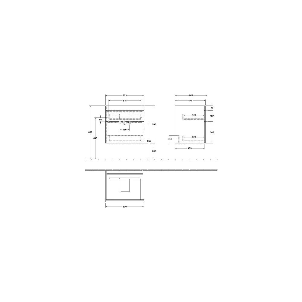 Villeroy & Boch Waschtischunterschrank Venticello 05 603x590x502mm 2 Auszüge, Wascht... VILLEROY-A92405RK 4062373876282 (Abb. 3)