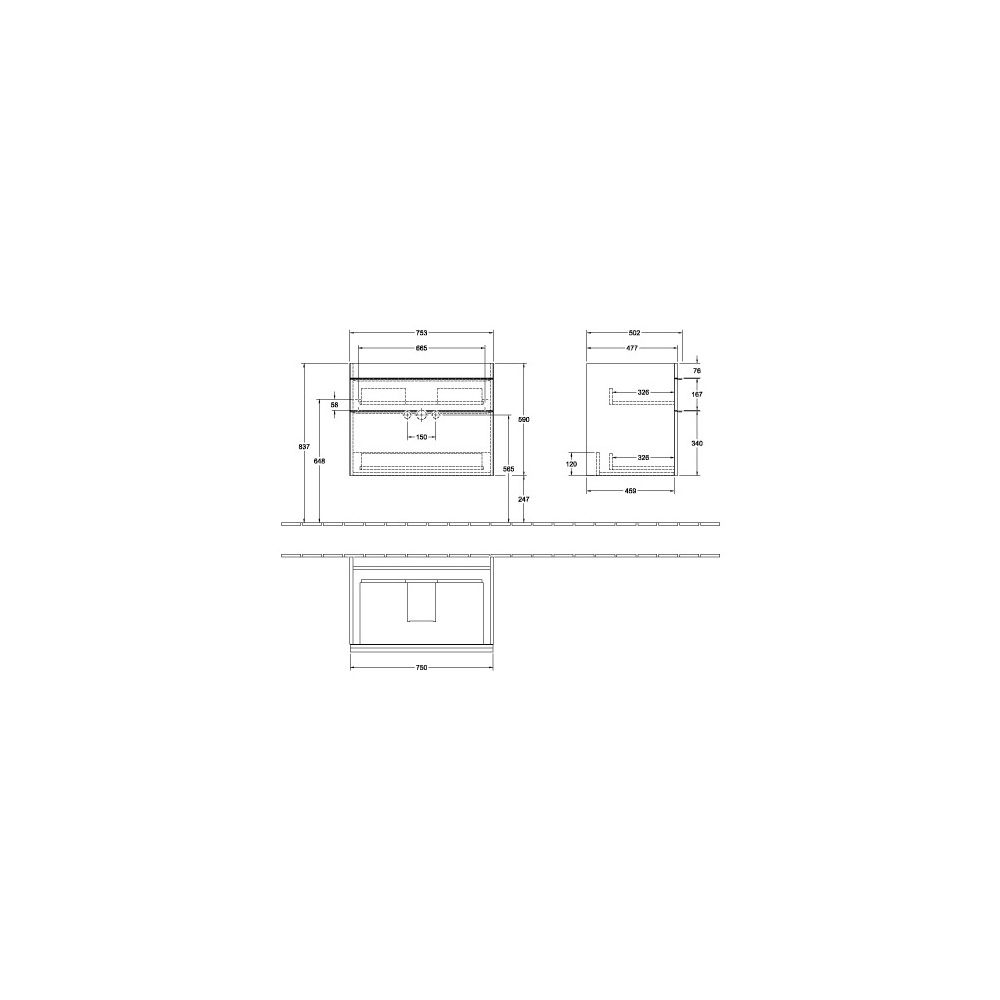 Villeroy & Boch Waschtischunterschrank Venticello 05 753x590x502mm 2 Auszüge, Wascht... VILLEROY-A92505VG 4051202971229 (Abb. 3)