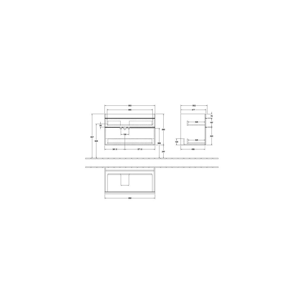 Villeroy & Boch Waschtischunterschrank Venticello 953x590x502mm 2 Auszüge, Nordic Oa... VILLEROY-A92702VJ 4051202954529 (Abb. 3)