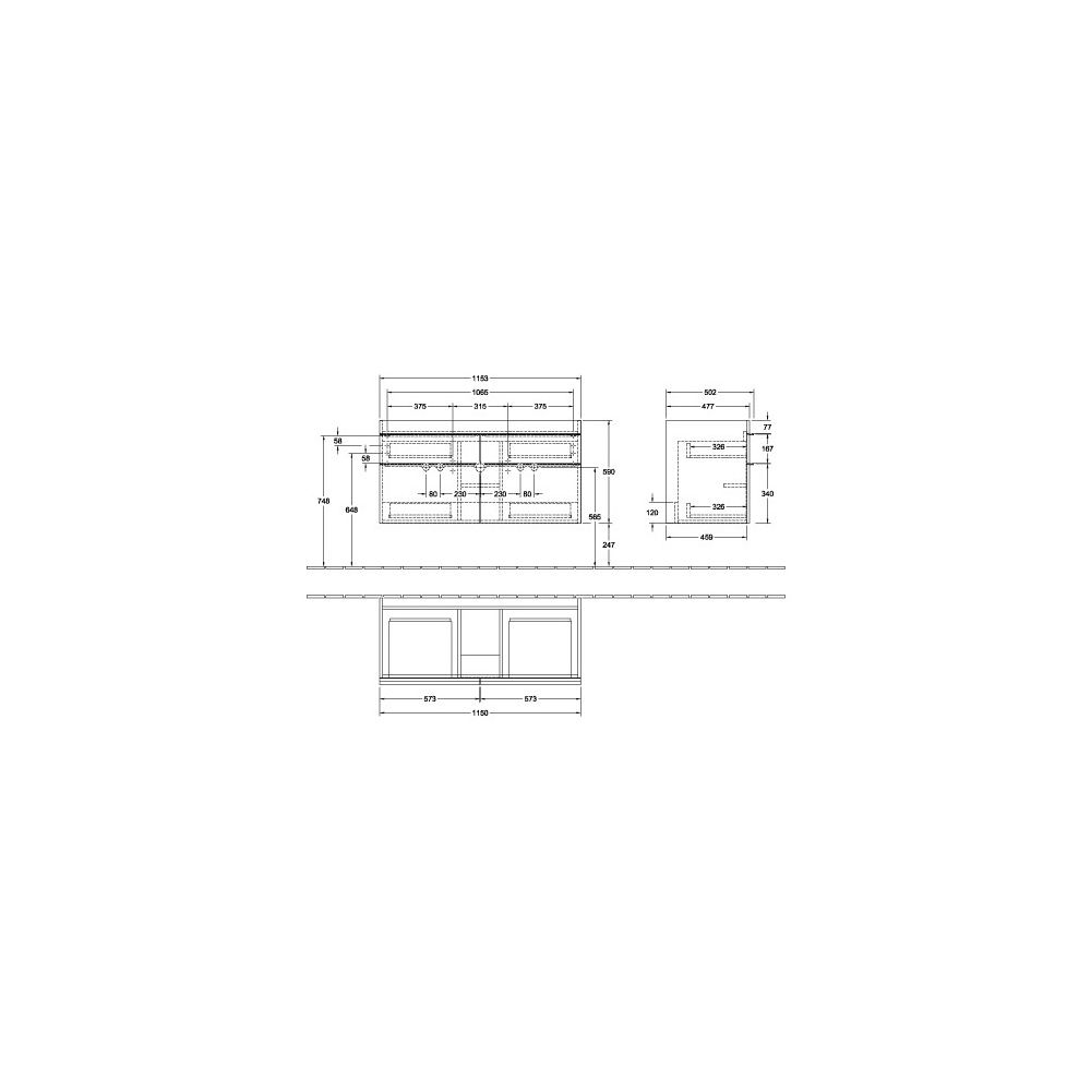 Villeroy & Boch Waschtischunterschrank Venticello 05 1153x590x502mm 4 Auszüge, Wasch... VILLEROY-A92905E8 4051202368524 (Abb. 3)