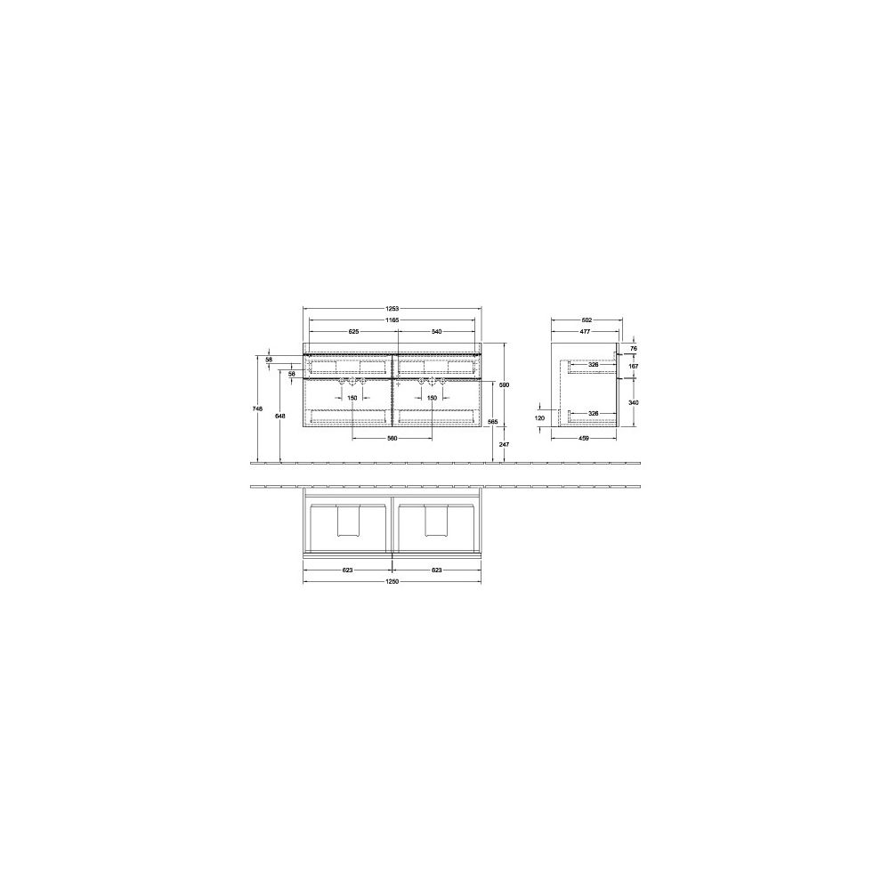 Villeroy & Boch Waschtischunterschrank Venticello 01 1253x590x502mm 4 Auszüge, Wasch... VILLEROY-A93001VK 4051202965846 (Abb. 3)