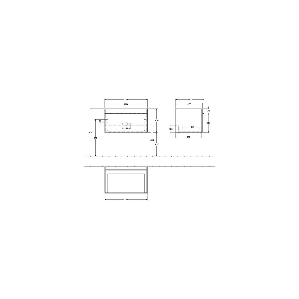 Villeroy & Boch Waschtischunterschrank Venticello 01 753x420x502mm 1 Auszug, Waschti... VILLEROY-A93401RK 4062373876565 (Abb. 3)