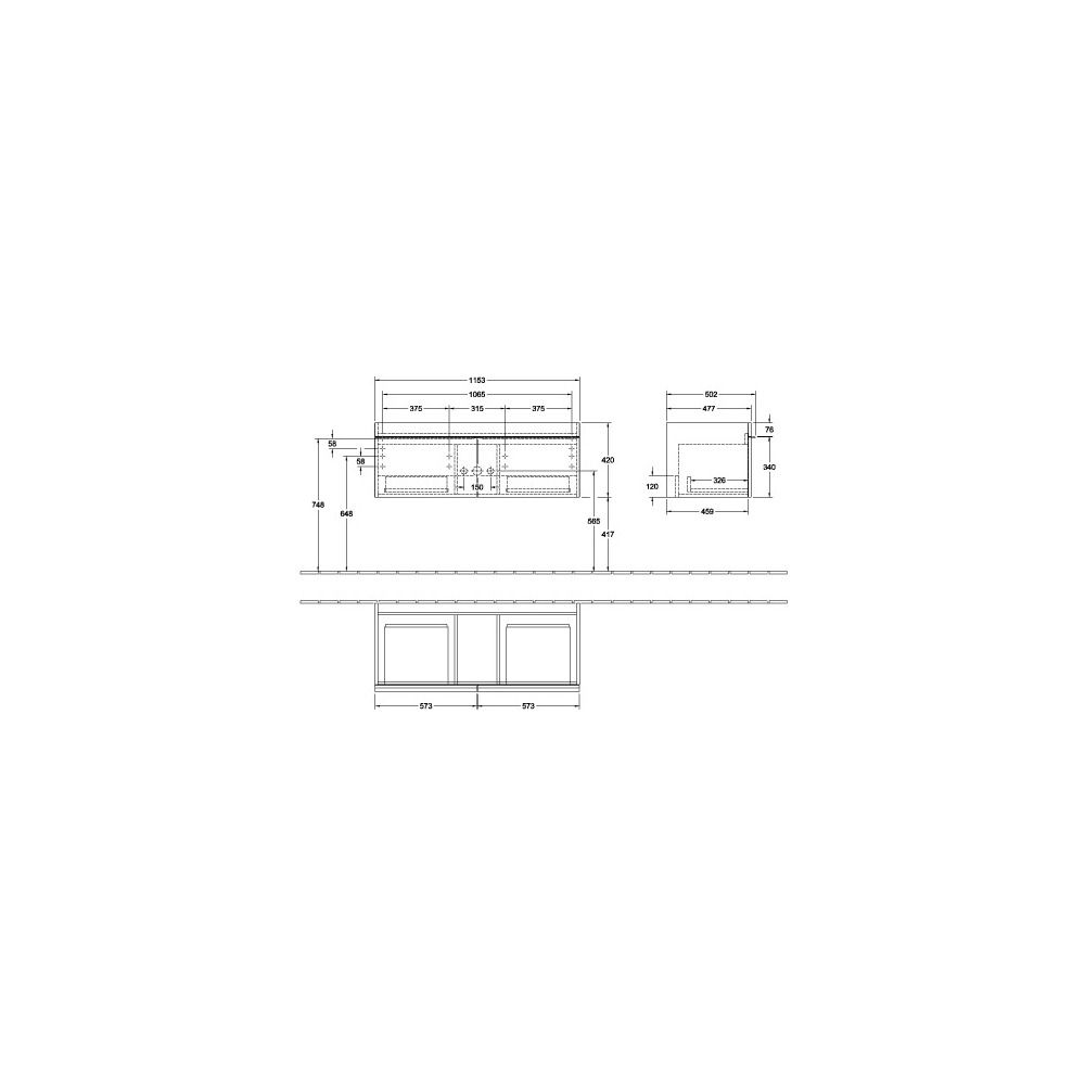 Villeroy & Boch Waschtischunterschrank Venticello 05 1153x420x502mm 2 Auszüge, Wasch... VILLEROY-A93805RK 4062373876640 (Abb. 3)