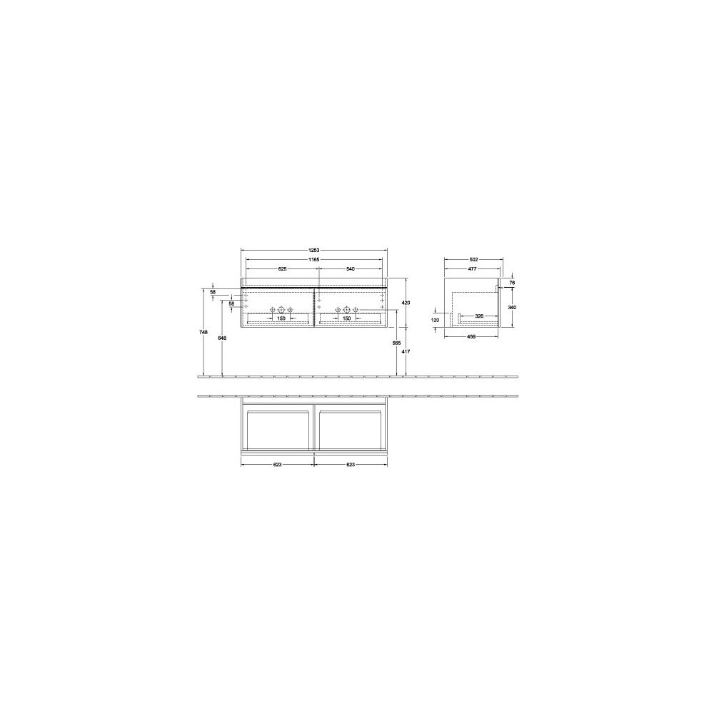 Villeroy & Boch Waschtischunterschrank Venticello 05 1253x420x502mm 2 Auszüge, Wasch... VILLEROY-A93905VH 4051202960643 (Abb. 3)