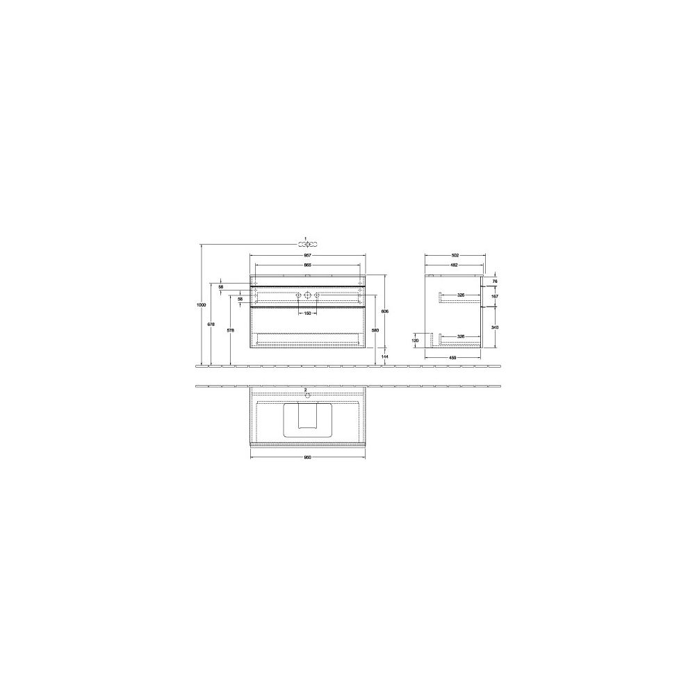 Villeroy & Boch Waschtischunterschrank Venticello 02 957x606x502mm 2 Auszüge, Wascht... VILLEROY-A94102PD 4051202532192 (Abb. 3)