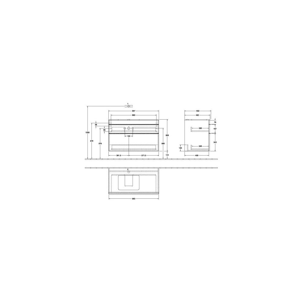 Villeroy & Boch Waschtischunterschrank Venticello 02 957x606x502mm 2 Auszüge, Waschb... VILLEROY-A94202RH 4062373875735 (Abb. 3)