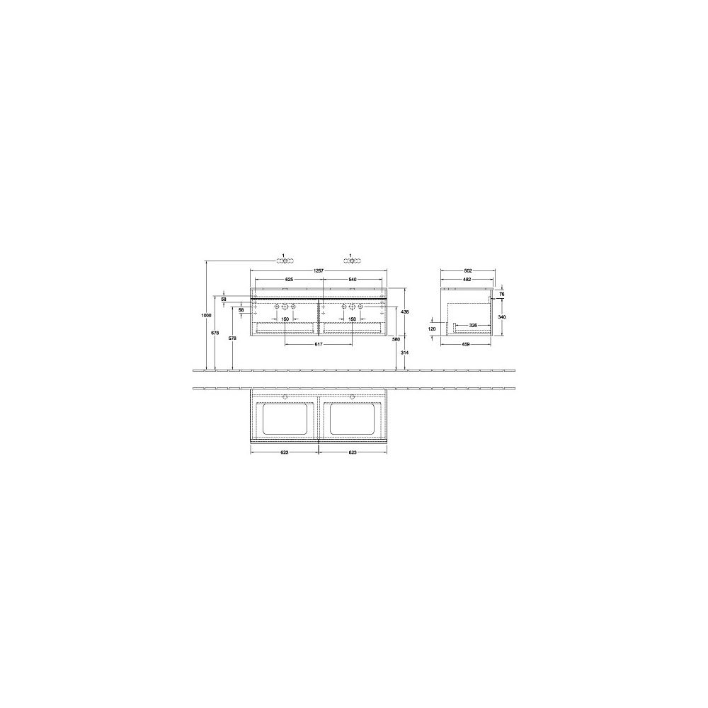 Villeroy & Boch Waschtischunterschrank Venticello 01 1257x436x502mm 2 Auszüge, für 2... VILLEROY-A94901VG 4051202972288 (Abb. 3)