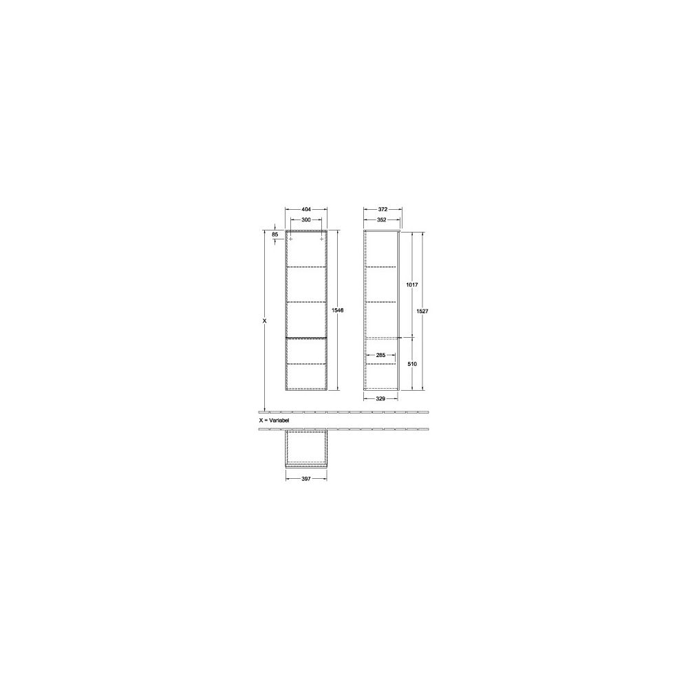 Villeroy & Boch Hochschrank Venticello 01 404x1546x372mm 1 Tür Anschlag links, White... VILLEROY-A95101MS 4051202326098 (Abb. 2)